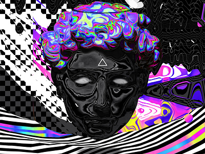 Ninja Vaporwave Behance Project abstract abstract art artwork color gradient iridescent klarens ninja poster poster art statue vaporwave