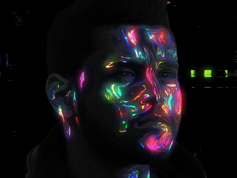 The Weeknd Trippy abstract abstract art artwork chromatic colorful dark gif gif animation glow glow in the dark glowing gradient portrait the weeknd trippy vivid vivid colors weeknd xo xoxo