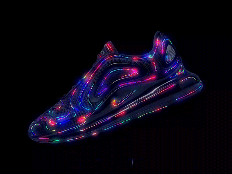 Nike Glowing Chromatic Shoes abstract artwork chromatic chrome colorful colors glitch glitchy glow glow in the dark glowing gradient iridescent klarens nike nike air nike air max nike running poster shoes