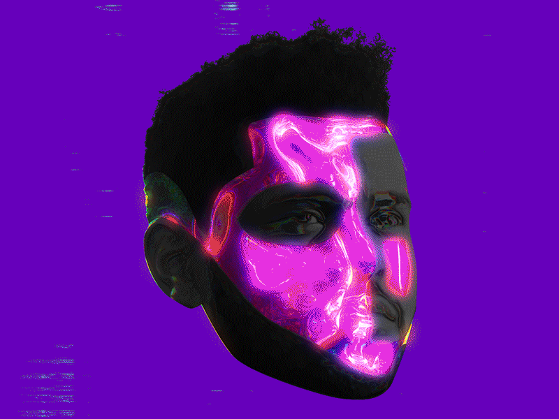 The Weeknd Chromatic Trippy abstract animated chromatic chrome colorful everydays glitch glitchy glowing head heart heartless klarens minimal modulation new poster the weeknd trippy vivid