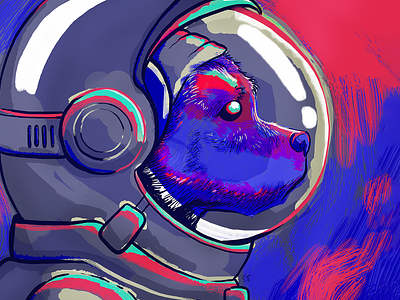 Cosmic Canine astronaut boxer canine cosmic cosmonaut digital dog doggy loose outerspace painting pitbull pup puppy space spaceman suit terrier