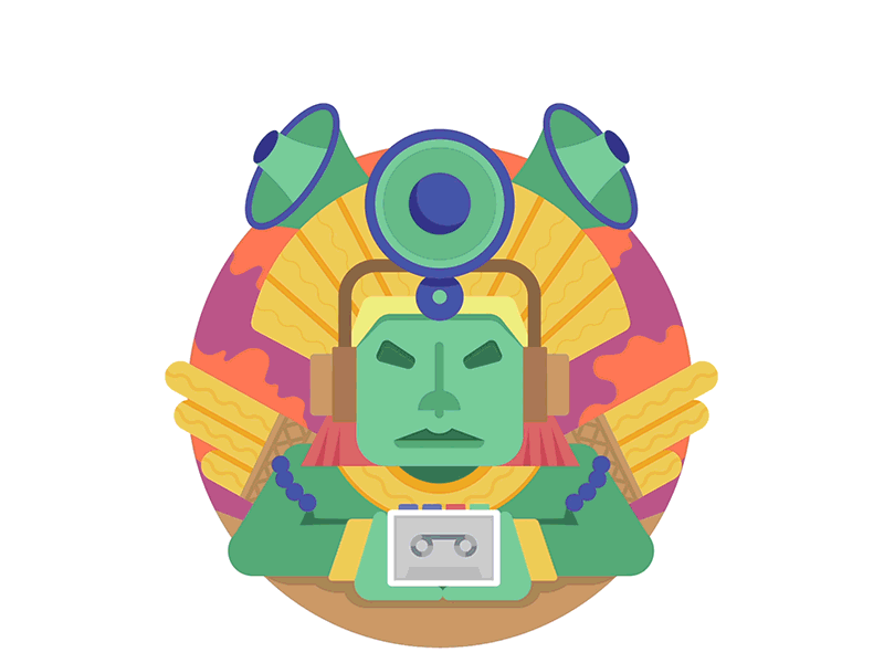 Tribe Victory bass speaker music mayan tribal tribe victory badge flat animation app icon vector design illustration