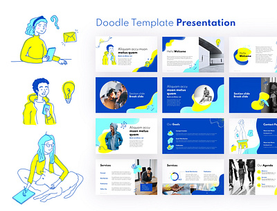 Doodle Behance character design design illustration keynote keynote template line art line illustration ppt ppt template pptx presentation slides