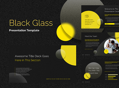 Black Glass Presentation Design blur blurred effect clean dark noise deck dots glass keynote lens minimalist noise ppt pptx presentation slide yellow