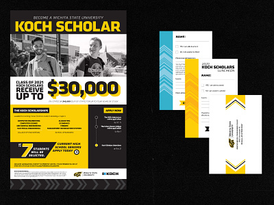 Wichita State "Koch Scholarship" Flyer and Invites black flyer industries invitations invites koch poster scholar scholarship shockers state university wichita wsu yellow