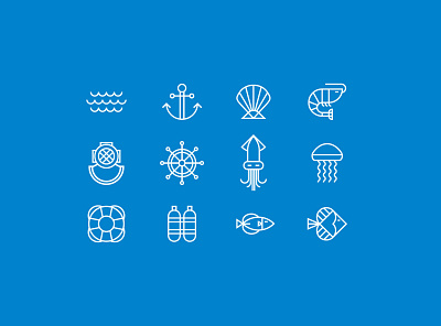 Wichita Aquarium Icons aquarium blue coral fish grid icon icons minimal monoline nautical ocean reef sea shrimp wichita
