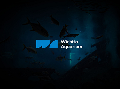 Wichita Aquarium Logo aquarium block fish icon minimal monogram ocean type water wichita window