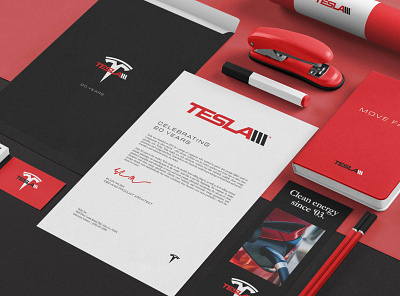 Tesla Motors "20 Years" Kit 20 anniversary auto automotive celebration collateral kit minimal motors pilot press print tesla years