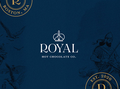 Royal Hot Chocolate Co. Logo boston chocolate co coco coffee company crown hot icon king monoline royal