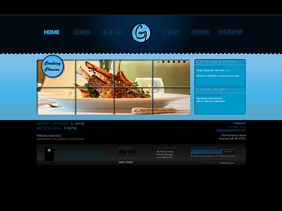 Grestaurants Intro css custom cms htmlcss image retouching mysql page layout php server administration slideshow