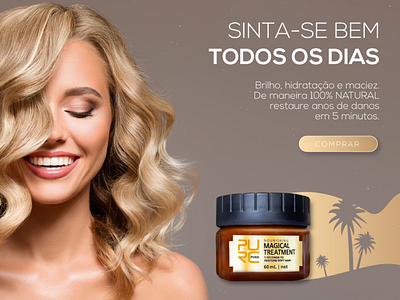 Landing Page - Creme PURC cabelo care cream design gold hair landing page