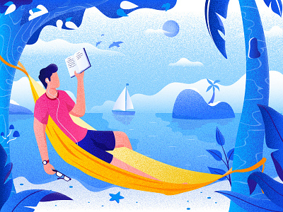 Relax Illustration android animation beach blue book clean dashboad design flat icon illustration ios isometric landing page minimal mobile relax vector web website