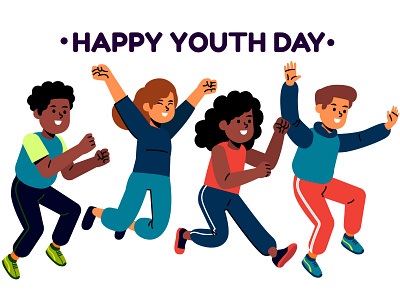 Hand Drawn Youth Day Jumping people character design characters design illustration peoples vector young people