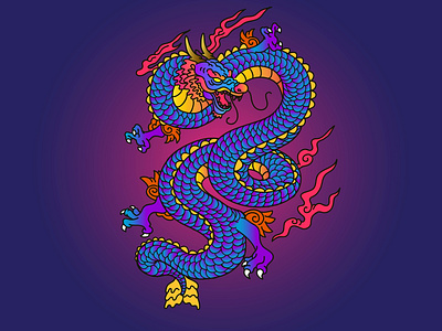 Japanese Style Dragon Blue Vector 01 01