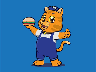Cute Cartoon Cat Mascot Holding Sandwich 01 charactedesign illustration mascot design mascot logo