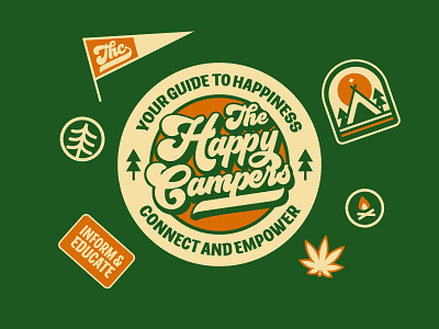 The Happy Campers 🏕 badges branding camping cannabis graphic design icons illustration jeffrey dirkse logo marijuana patches symbols vector visual identity weed