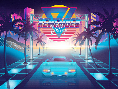 Remember Valley 🌴 1980s 80s brand identity branding cannabis countach graphic design illustration illustrator jeffrey dirkse marijuana photoshop retro retrowave smoking synthwave vaporwave visual identity weed