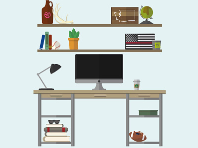 Where it all began design flat design illustration vector workspace