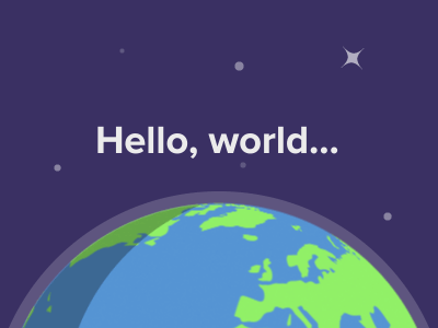 World turns [animated] animated globe hello world space stars