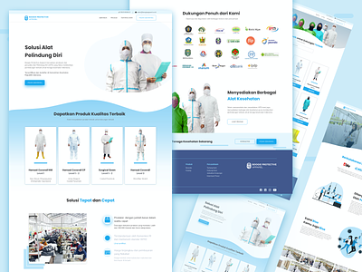 Boogie Protective Apparel - B2B Web Design blue clean company company profile flat health homepage landing page light medical ui