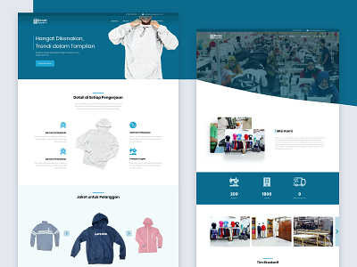 Boogie Apparel Indonesia — Product and About Page b2b blue clean corporate flat homepage landing page layout navy product page white