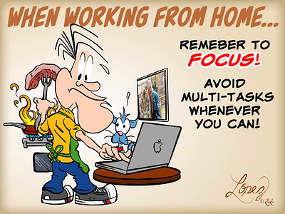 When Working From Home Dribbble adobe fresco animation illustration socialdistancing workfromhome