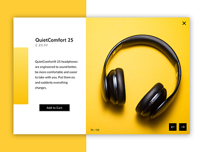 Daily UI 12 E-Commerce Shop Pop-Up challenge daily ui e commerce headphones pop up product shop single item yellow