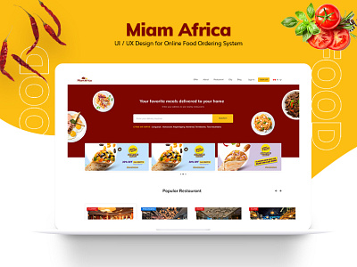 Miam Africa - Online Food Ordering Website Design branding design food ordering food web design theme website ui deisgn uiuxdesign webiste design