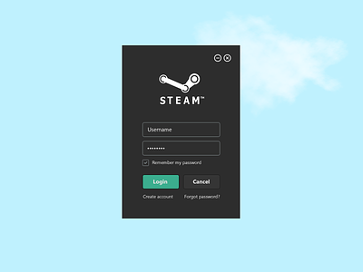 Steam Login clean dark design form interface login steam ui web window
