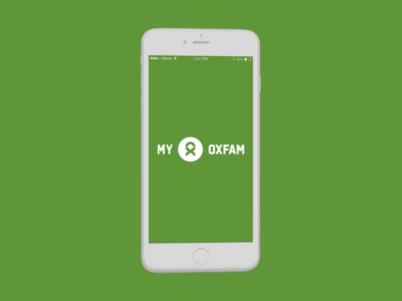 Onboarding for Oxfam App android app charity crisis gb green help ios native oxfam uk