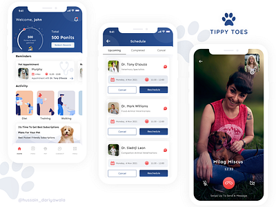 Tippy toes - Pet care adobe illustrator adobe xd android appointments branding cats design dogs health illustration logo pet pet care schedule ui uidesign ux design