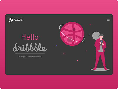 Hello dribbble! dark mode design flat illustration illustrator logo minimal typography ui ux website