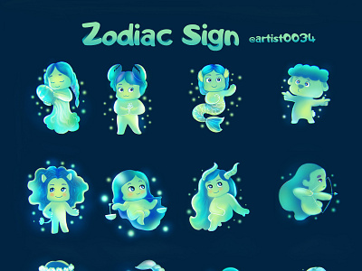 Zodiac sign cartoon art charecter design design drawing illustration sticker sticker art vector