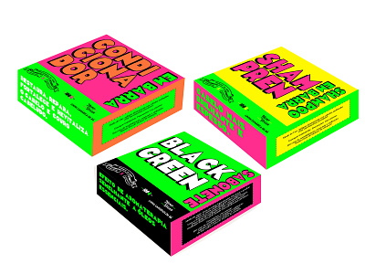 neon brand packaging bold box branding fluo layout neon packaging pantone print typography