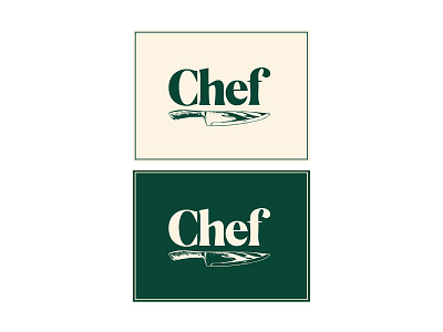 chef logo beige branding chef chef knife design green kitchen vector