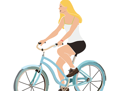 girl on a bike bike colorfu girl illustration kid like print