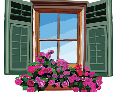 window and flowers artist design flowers illustration window