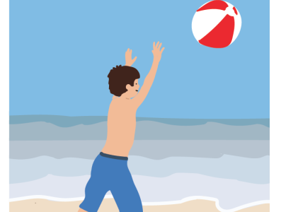 boy and ball at the beach ball beach boy design illustration print