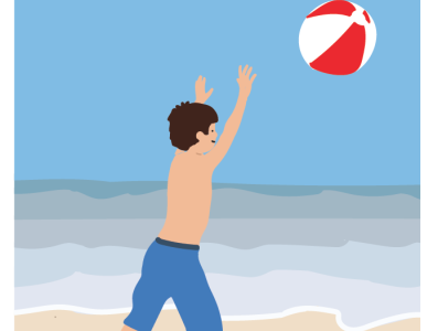 boy and ball at the beach