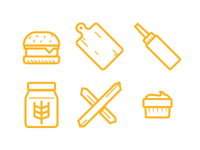 Hamburger Icons burger cutting board dipping sauce flour french fries hamburger icon ketchup outline icons