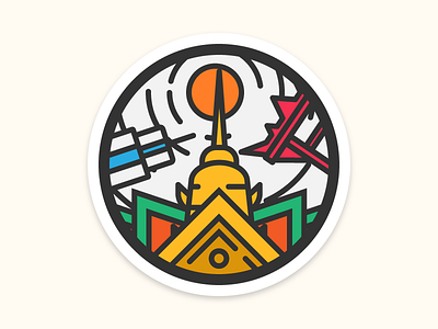 I'm from Bangkok building city icon illustration playoff sticker sun temple the giant swing