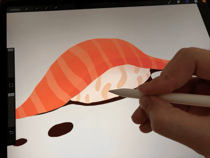 Behind the scene - Salmon Nigiri Sushi app drawing illustration nigiri nigirizushi process procreate salmon sushi