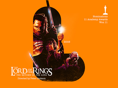 L for movie 'The Lords of the Rings: The Return of the King'. 2003 36daysoftype academy awards digital drawing graphic art graphic design hollywood illustration lotr movie peter jackson photoshop the lord of the rings type type art type challenge type daily typography