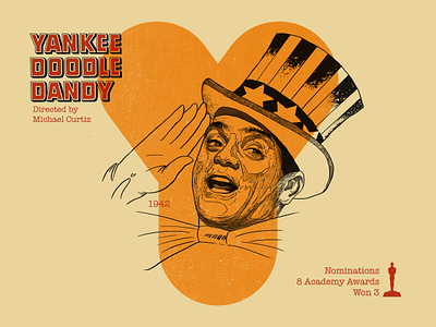 Y for movie 'Yankee Doodle Dandy'. 36daysoftype academy awards digital drawing graphic art graphic design hollywood illustration india james cagney movie photoshop portrait type type art type challenge type daily typography woodcut yankee doodle dandy
