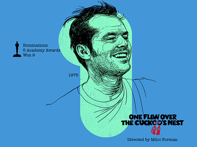 1 for movie 'One Flew Over The Cuckoo's Nest'. 36daysoftype academy awards digital drawing graphic art graphic design hollywood illustration jack nicholson movie one flew over the cuckoos nest photoshop portrait portrait art type type art type challenge type daily typography woodcut