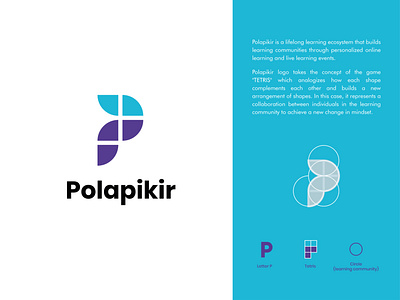 POLAPIKIR branding design collaboration course education logo elearning courses learning letter p logo logo design startup tetris