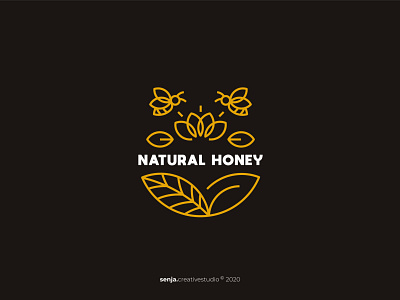 NATURAL HONEY bee brand identity branding design flower logo honey logo honeybee leaf logo lineart natural logo