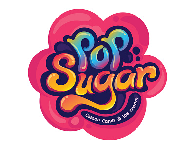 POPSUGAR candy candy logo cheerfull cotton candy icecream kids logo design logotype pink logo sweet logo young