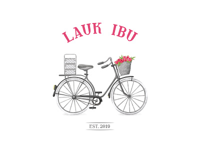 LAUK IBU bike bycicle catering classic cooked dish food homecooked sketch vintage logo