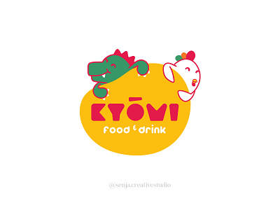 KYOMI beverages branding bubble tea cartoon chicken logo cute dino logo food and drink logo